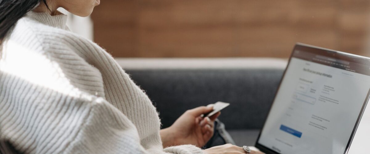 Paying bills online on a laptop